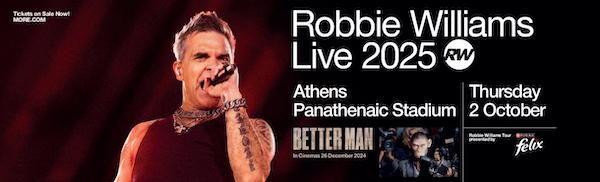 Robbie Williams en concert à Athènes, 2 octobre 2025